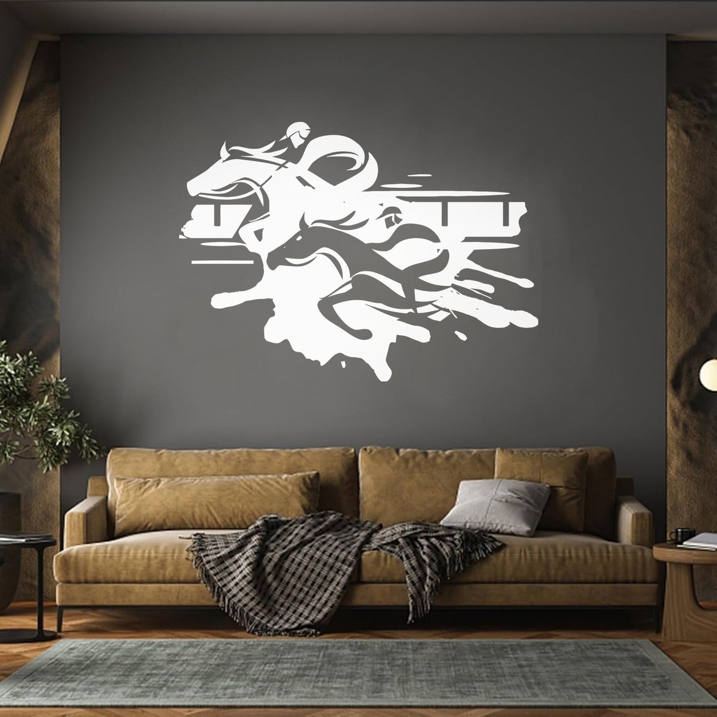 Fine Carving Decals Jockey Steeplechase Horse Racing Home Wall Beautification
