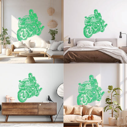 Lettering Decals Biker Riding A Motorcycle Bikers Sport Emblem Glass Stickers