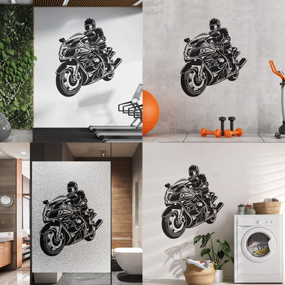 Lettering Decals Biker Riding A Motorcycle Bikers Sport Emblem Glass Stickers