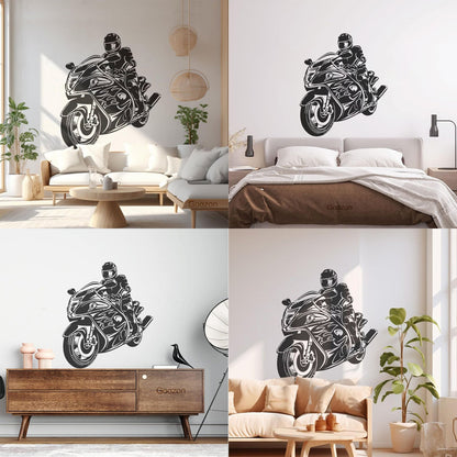 Lettering Decals Biker Riding A Motorcycle Bikers Sport Emblem Glass Stickers