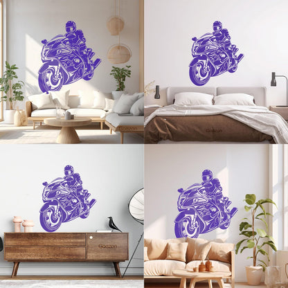 Lettering Decals Biker Riding A Motorcycle Bikers Sport Emblem Glass Stickers