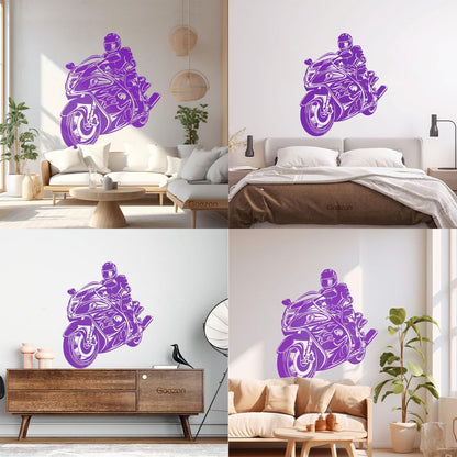 Lettering Decals Biker Riding A Motorcycle Bikers Sport Emblem Glass Stickers