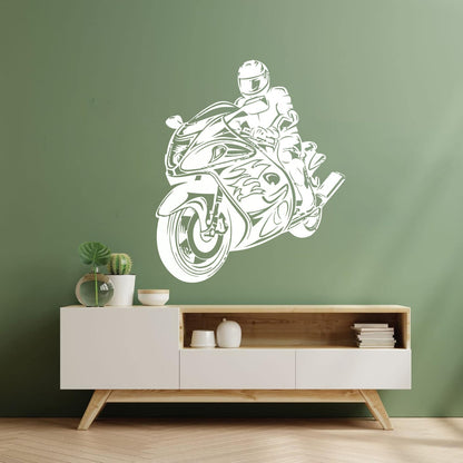 Lettering Decals Biker Riding A Motorcycle Bikers Sport Emblem Glass Stickers