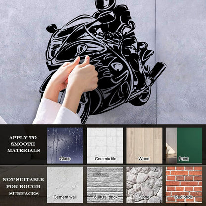 Lettering Decals Biker Riding A Motorcycle Bikers Sport Emblem Glass Stickers