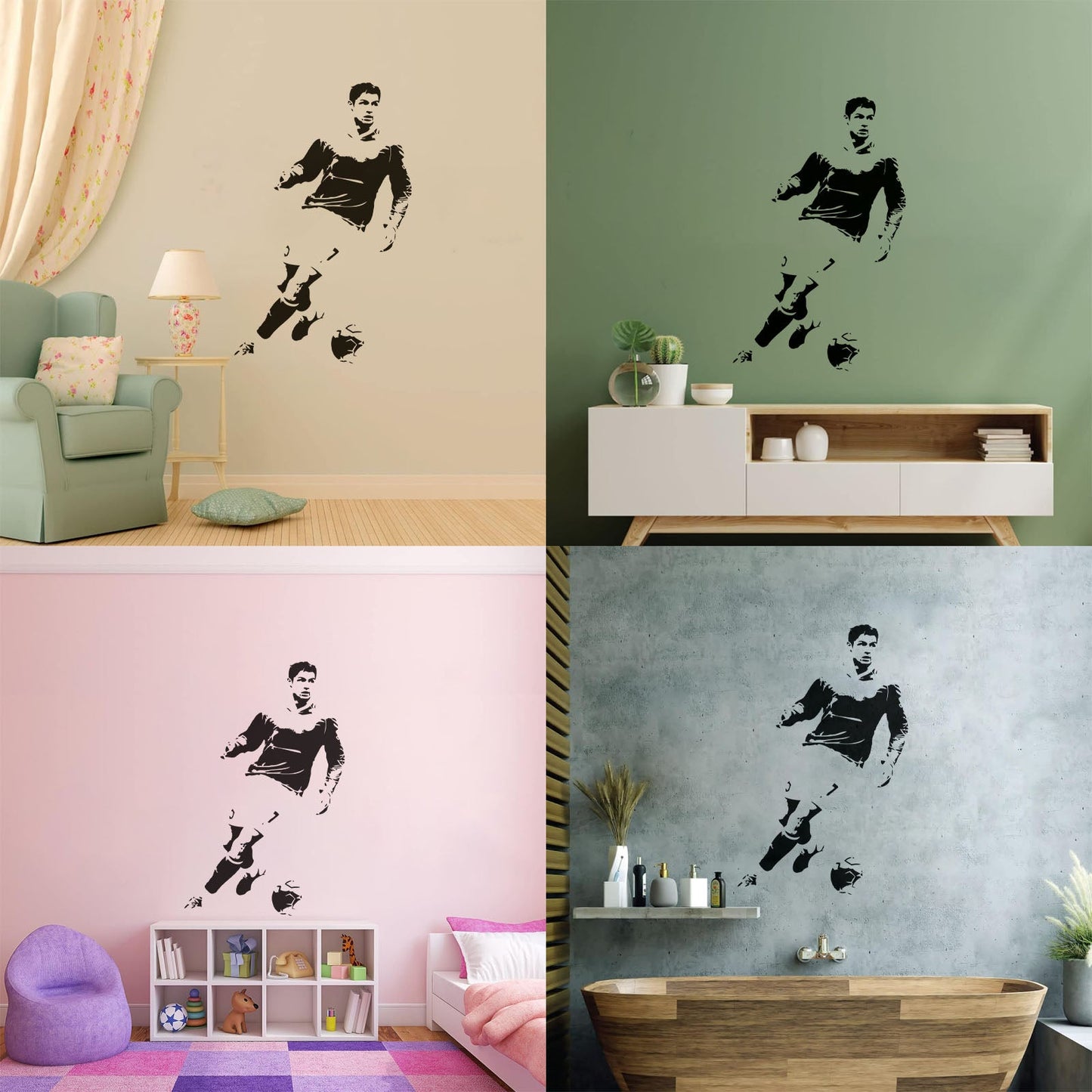 Wall Decals Paster Paper Coccer Athlet Sport Player Ball Sport Removable Without Leaving Glue