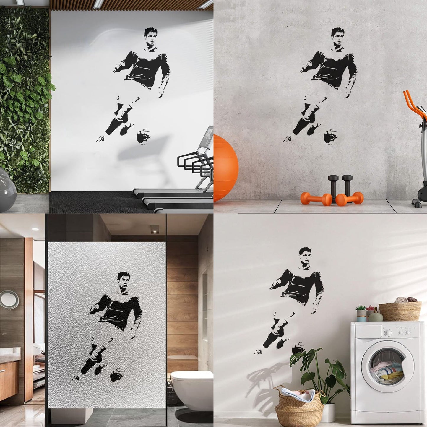 Wall Decals Paster Paper Coccer Athlet Sport Player Ball Sport Removable Without Leaving Glue
