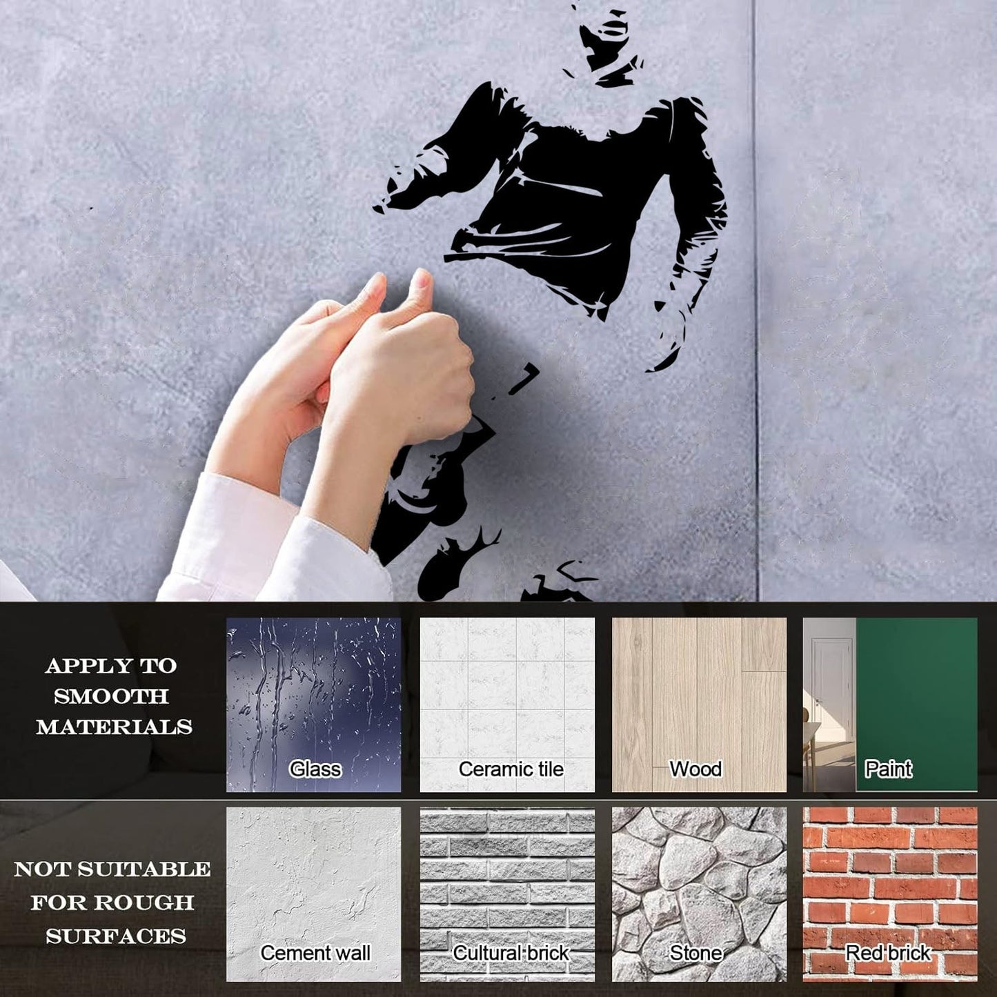 Wall Decals Paster Paper Coccer Athlet Sport Player Ball Sport Removable Without Leaving Glue