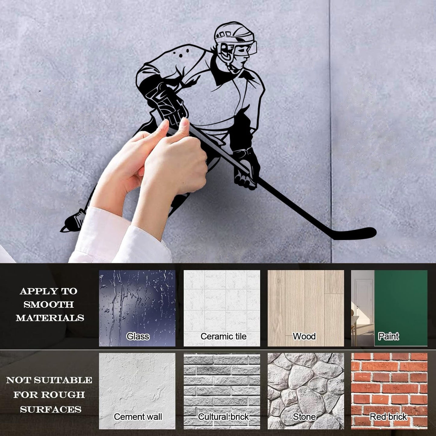 Fine Carving Decals Hockey Player Winter Sport Cool Personalized Customization