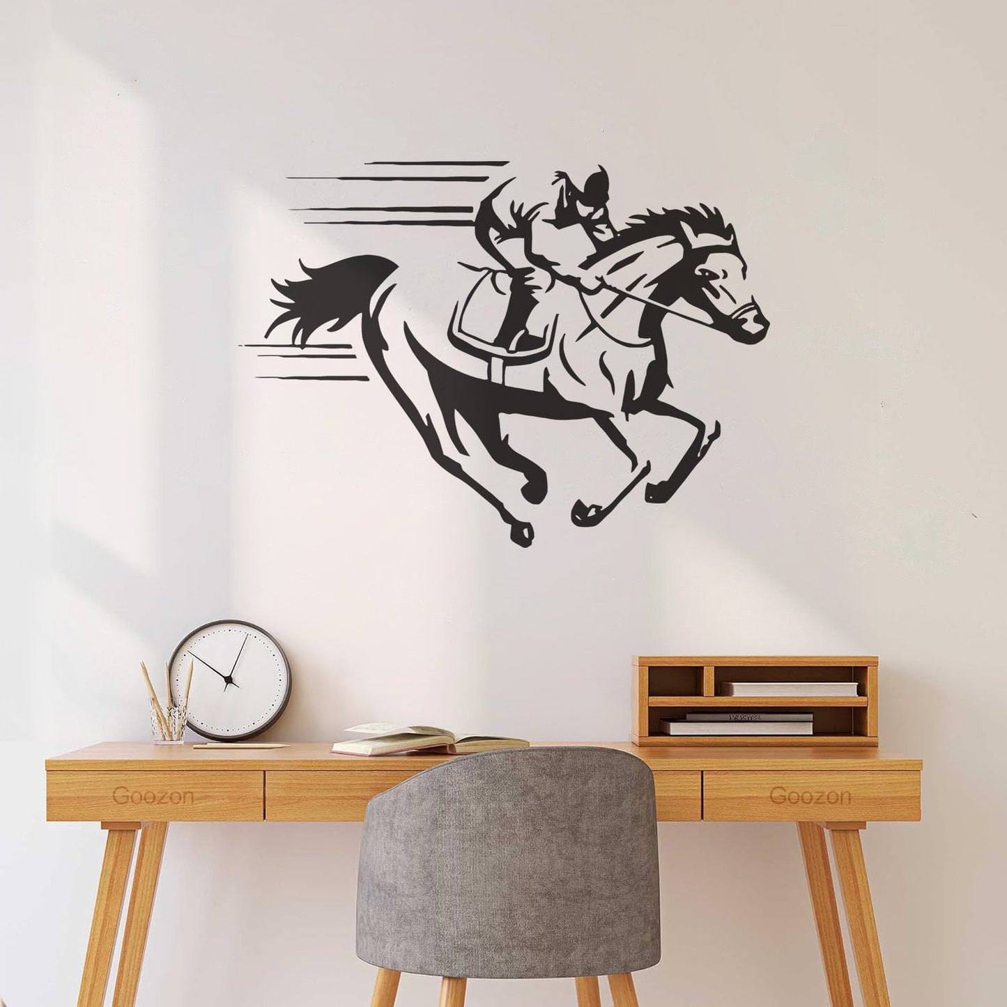 Vinyl Art Sticker Horse Jockey Jogging Racecourse Hippodrome Can Modify And Add Information