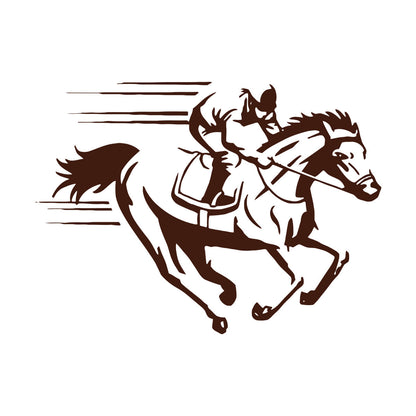 Vinyl Art Sticker Horse Jockey Jogging Racecourse Hippodrome Can Modify And Add Information