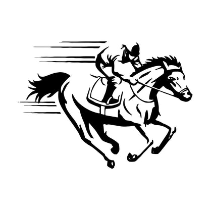 Vinyl Art Sticker Horse Jockey Jogging Racecourse Hippodrome Can Modify And Add Information