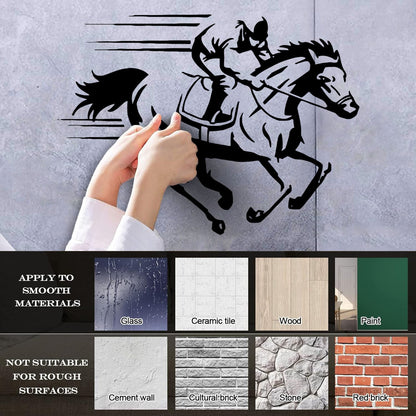Vinyl Art Sticker Horse Jockey Jogging Racecourse Hippodrome Can Modify And Add Information