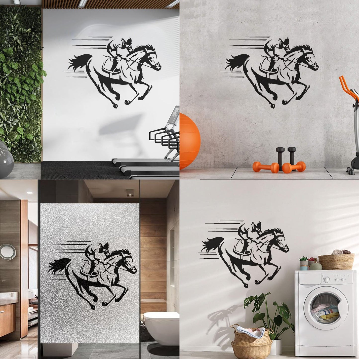 Vinyl Art Sticker Horse Jockey Jogging Racecourse Hippodrome Can Modify And Add Information