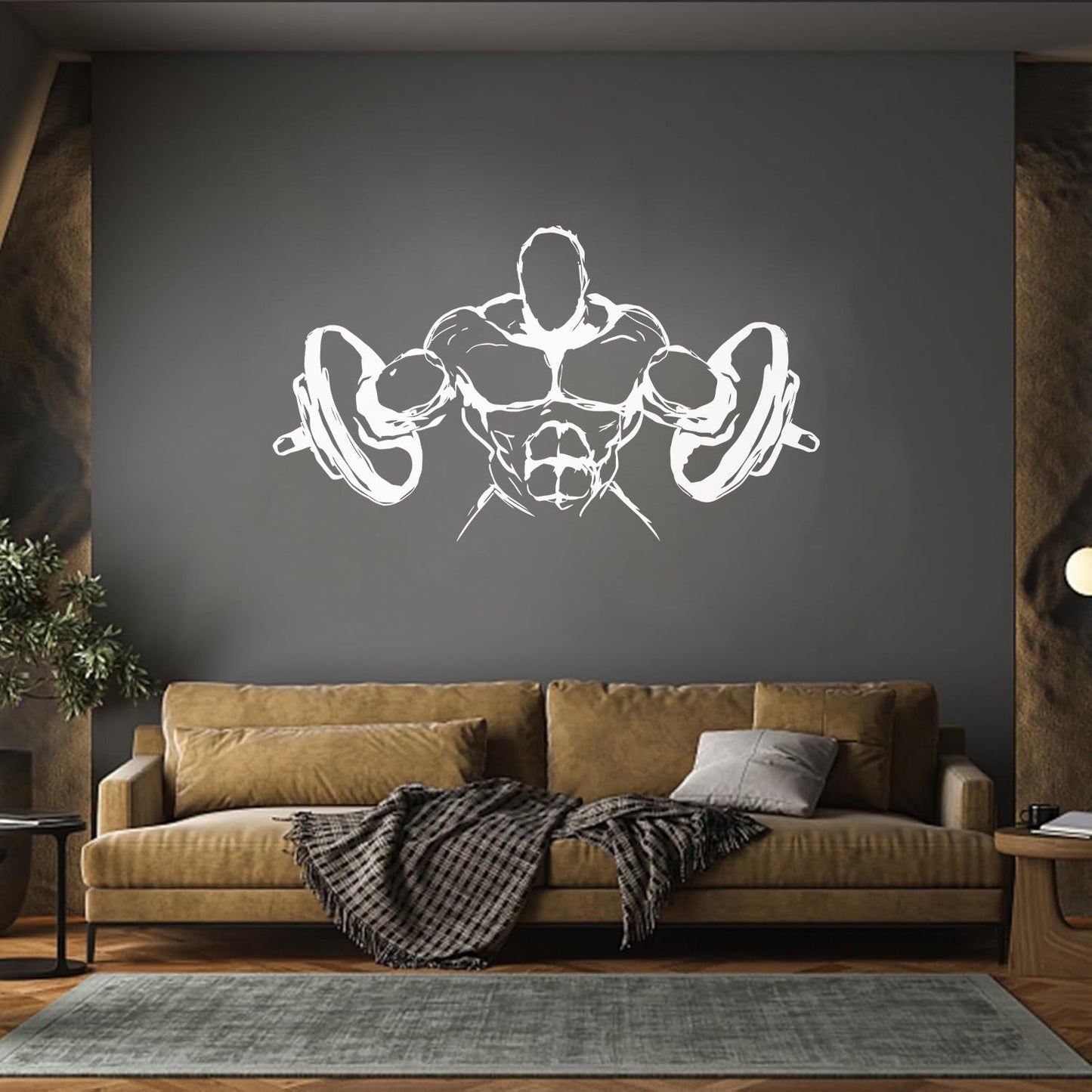 Wall Decals Paster Paper Muscled Barbell Gymnastics Fitnesscenter Bodybuilding Glass Stickers