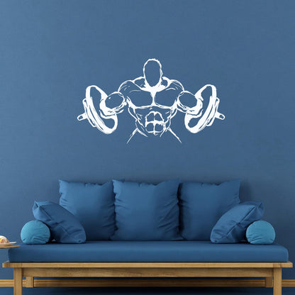Wall Decals Paster Paper Muscled Barbell Gymnastics Fitnesscenter Bodybuilding Glass Stickers