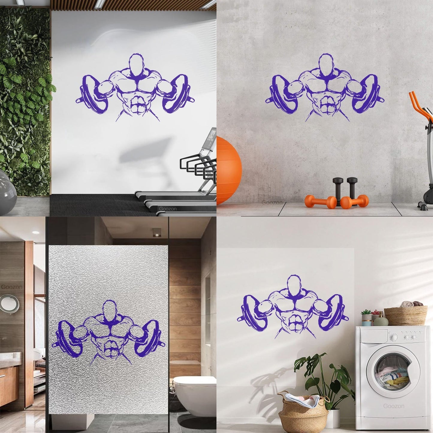 Wall Decals Paster Paper Muscled Barbell Gymnastics Fitnesscenter Bodybuilding Glass Stickers