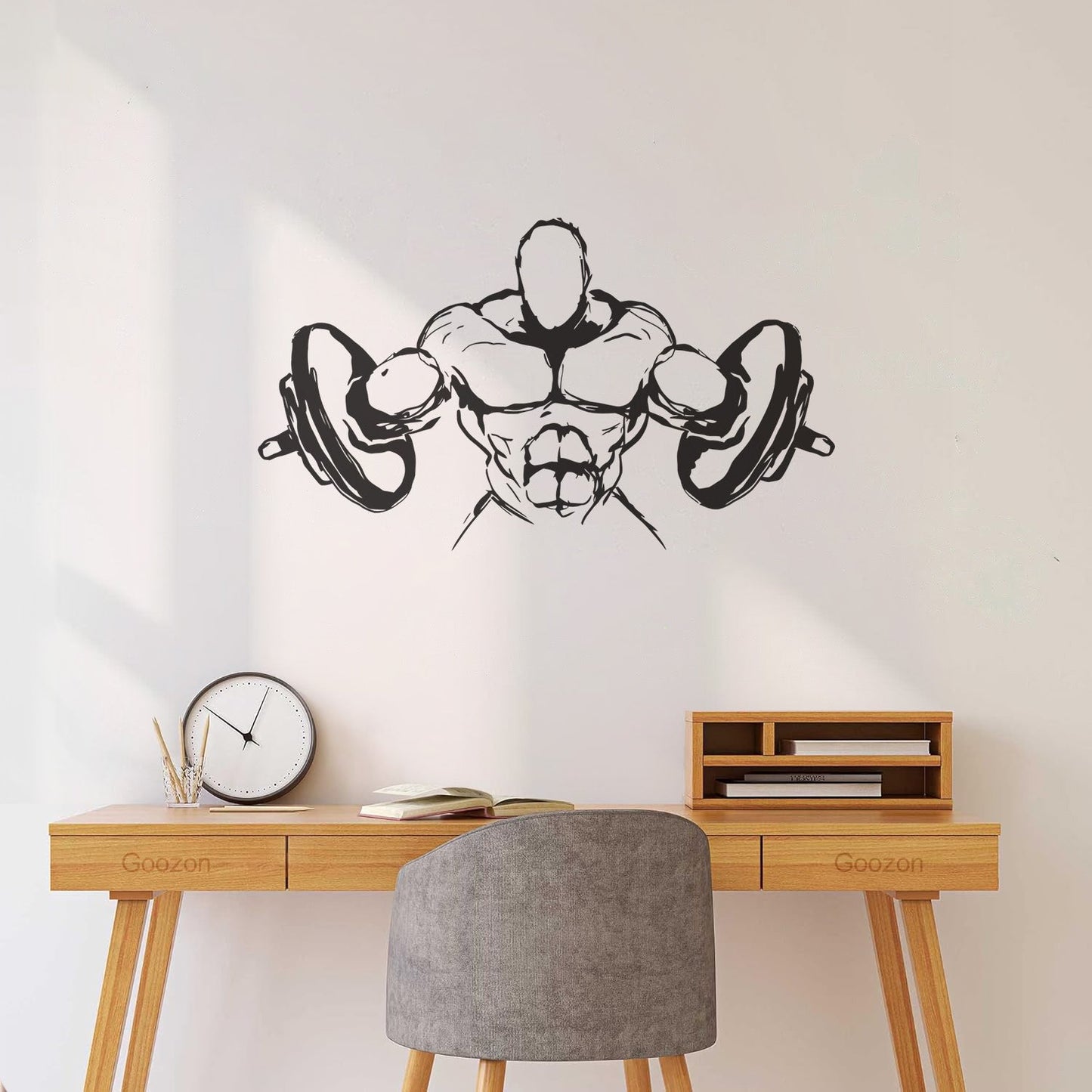 Wall Decals Paster Paper Muscled Barbell Gymnastics Fitnesscenter Bodybuilding Glass Stickers
