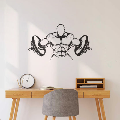 Wall Decals Paster Paper Muscled Barbell Gymnastics Fitnesscenter Bodybuilding Glass Stickers