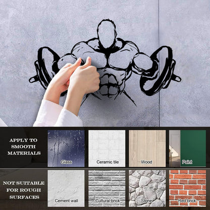 Wall Decals Paster Paper Muscled Barbell Gymnastics Fitnesscenter Bodybuilding Glass Stickers