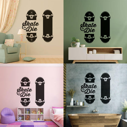 Wall Decals Slogan Of Skateboarders Skate Or Die Sport Tattoo Culture