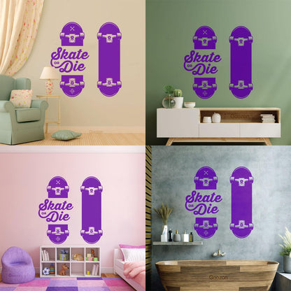 Wall Decals Slogan Of Skateboarders Skate Or Die Sport Tattoo Culture