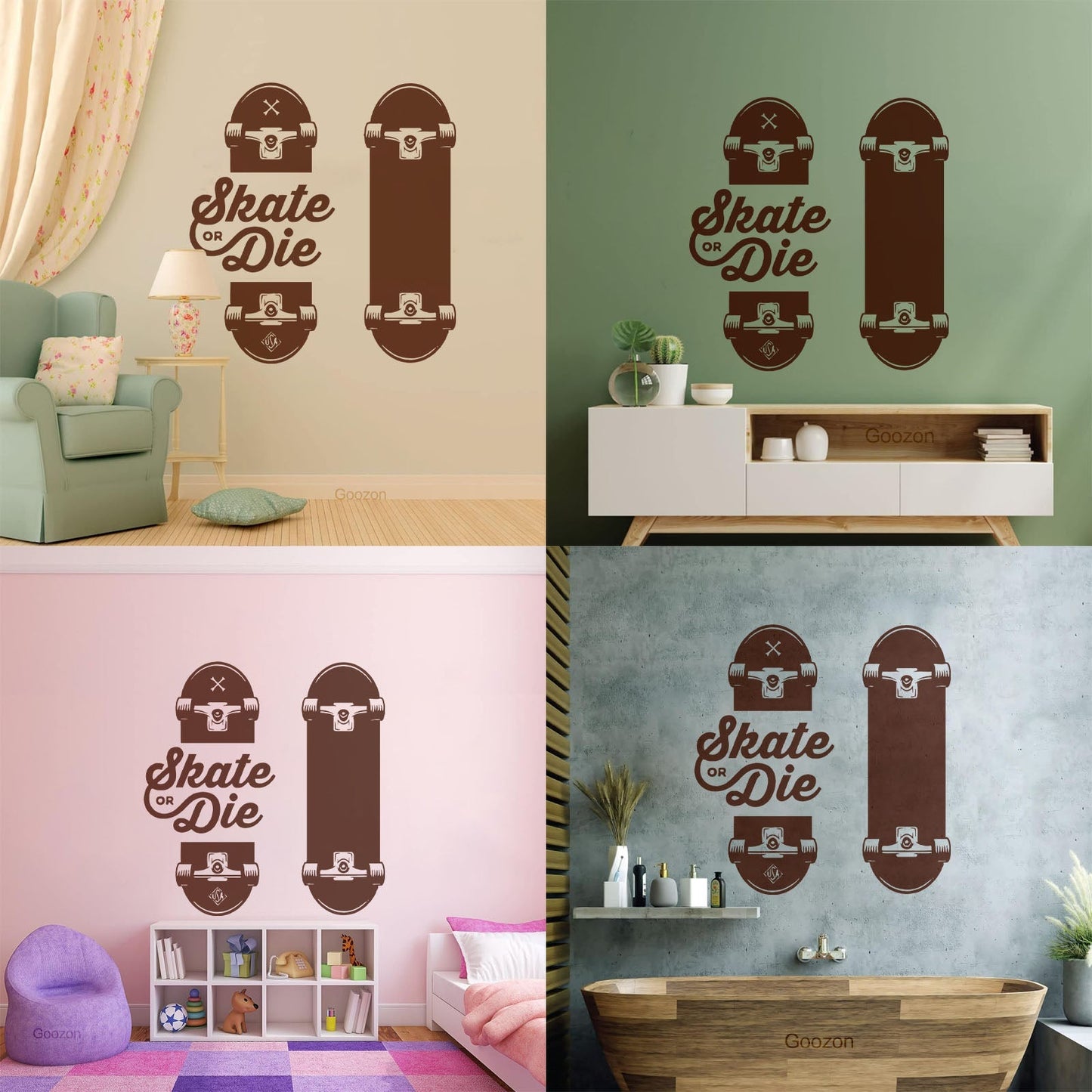 Wall Decals Slogan Of Skateboarders Skate Or Die Sport Tattoo Culture