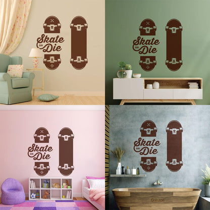 Wall Decals Slogan Of Skateboarders Skate Or Die Sport Tattoo Culture