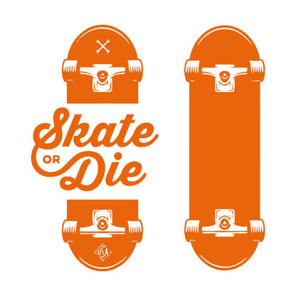 Wall Decals Slogan Of Skateboarders Skate Or Die Sport Tattoo Culture