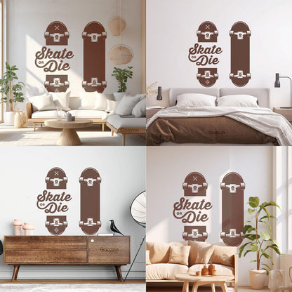 Wall Decals Slogan Of Skateboarders Skate Or Die Sport Tattoo Culture