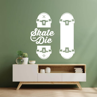 Wall Decals Slogan Of Skateboarders Skate Or Die Sport Tattoo Culture
