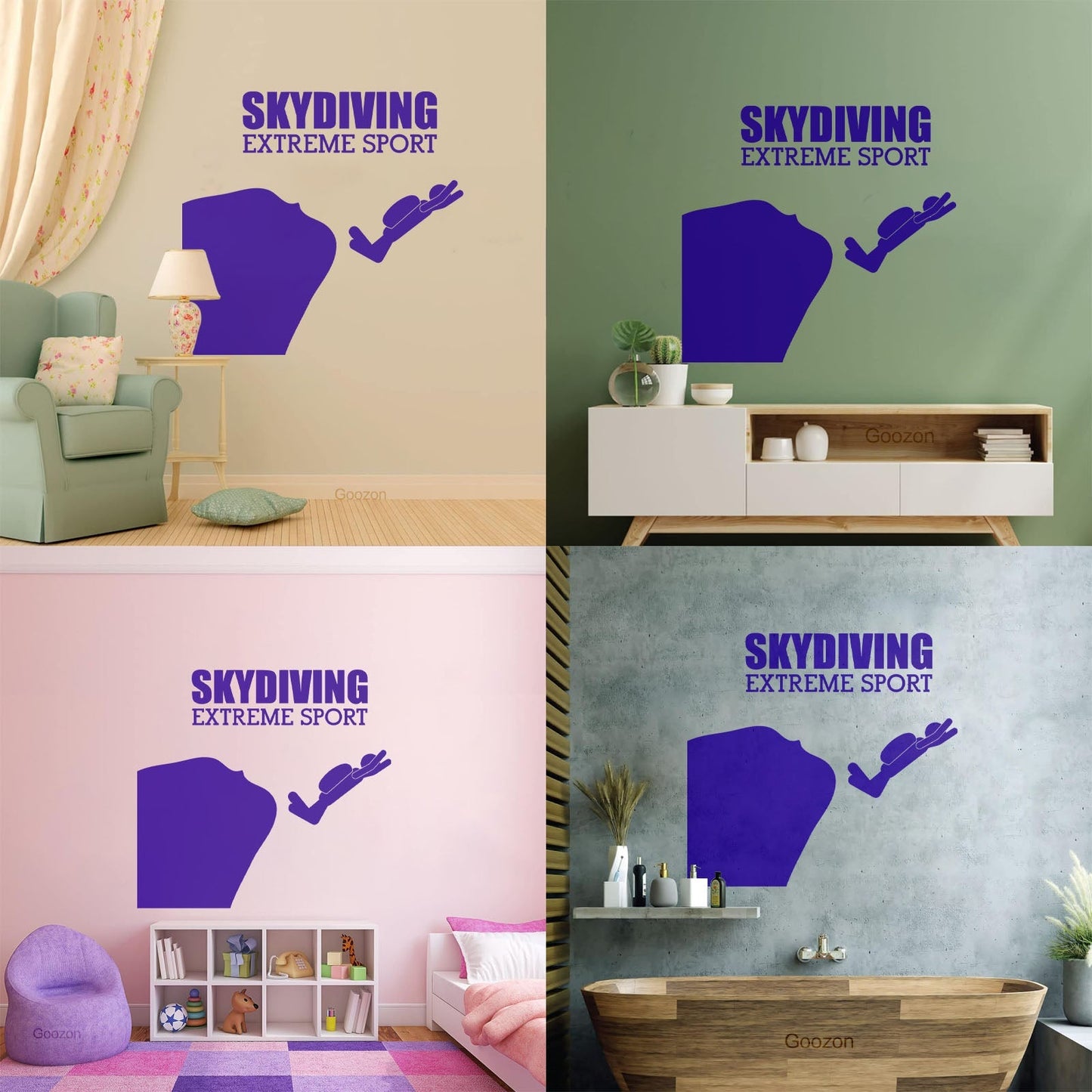 Mural And Wall Vinyl Decal Skydiving Jump Down Extreme Sports Do Not Damage The Wall Surface