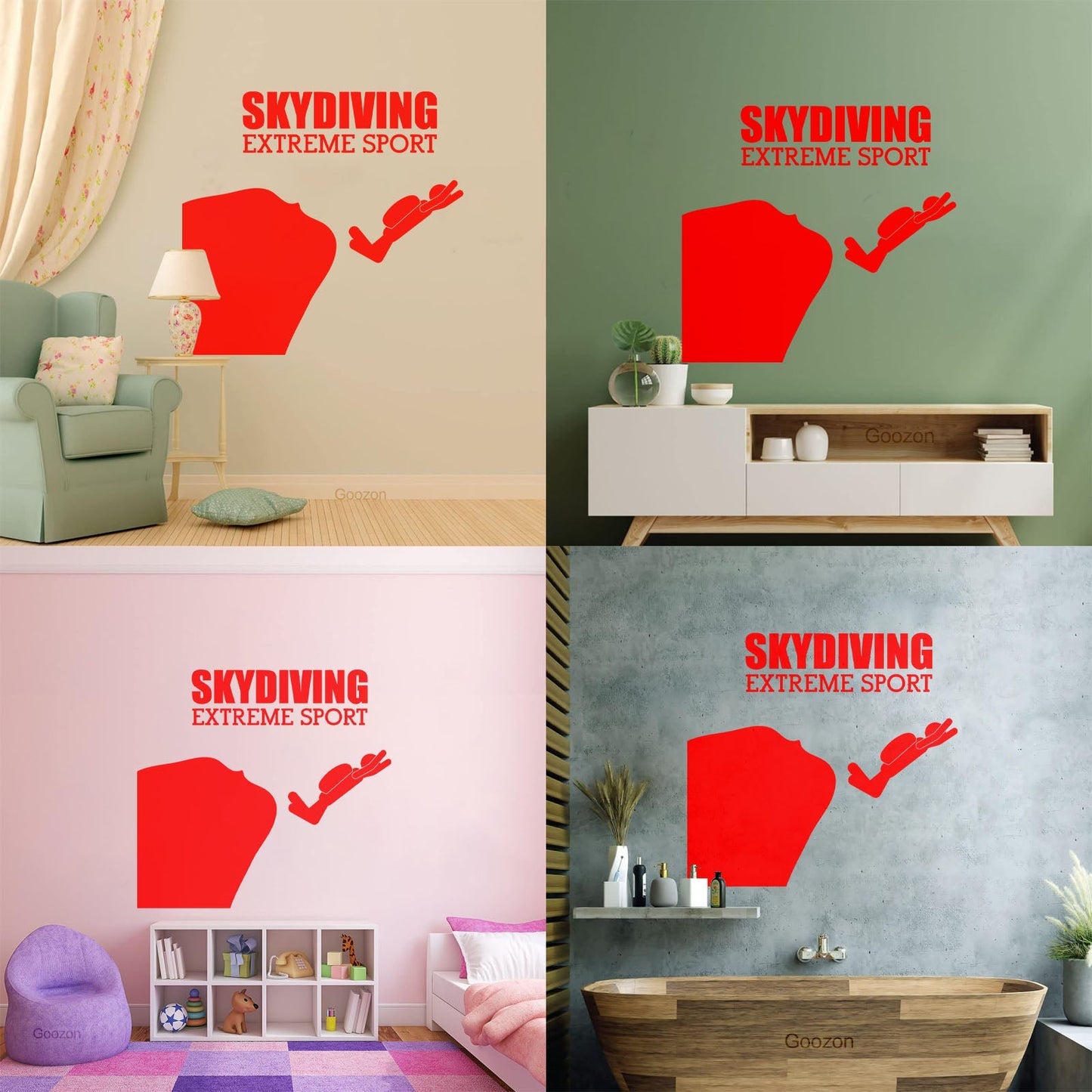 Mural And Wall Vinyl Decal Skydiving Jump Down Extreme Sports Do Not Damage The Wall Surface
