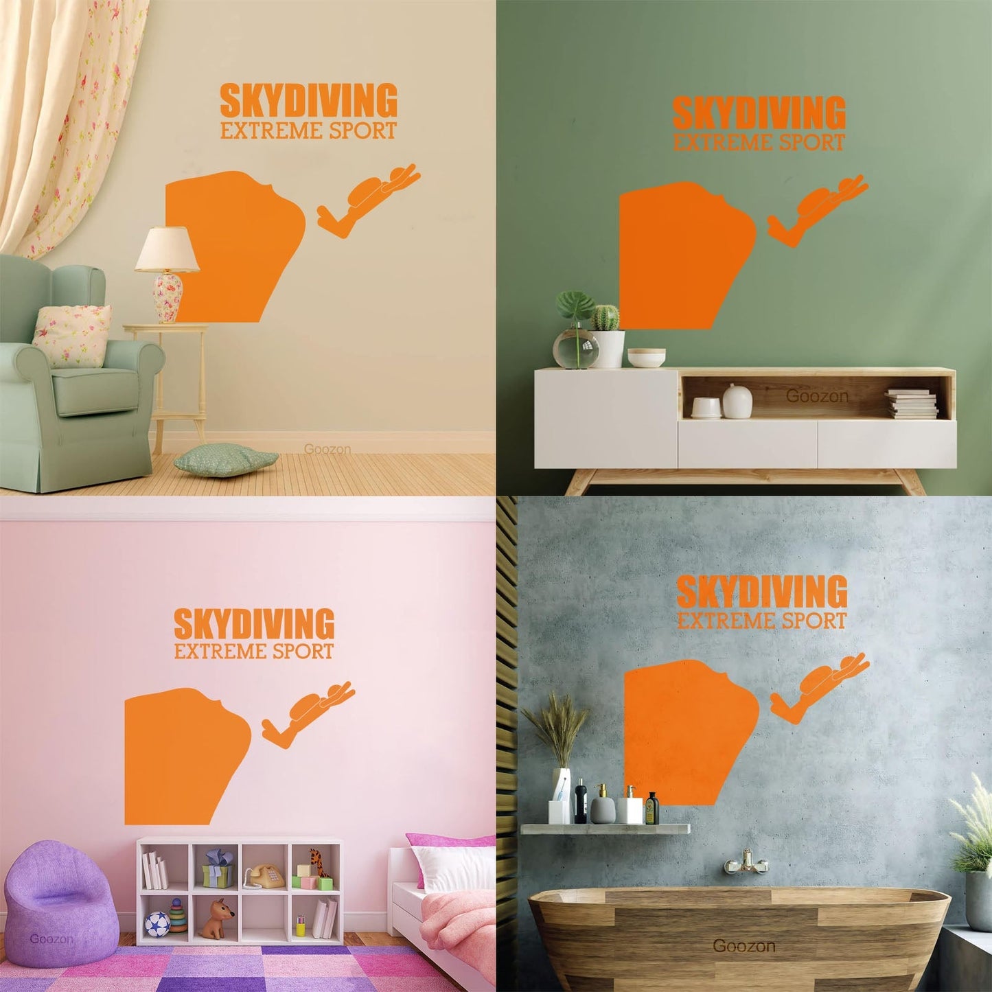 Mural And Wall Vinyl Decal Skydiving Jump Down Extreme Sports Do Not Damage The Wall Surface