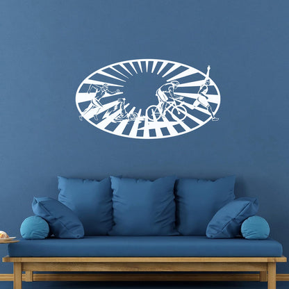 Triathlon Swim Run Bike Sport Wall Stickers Art Mural Painting