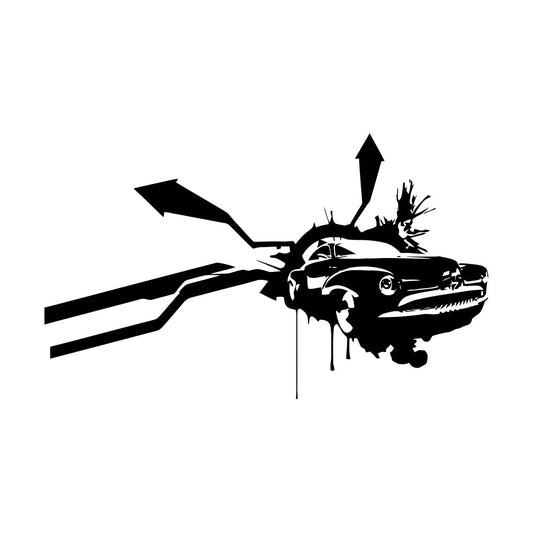 Vinyl Art Sticker Abstract Racing Antique Car Road Crush Super Garage Waterproof