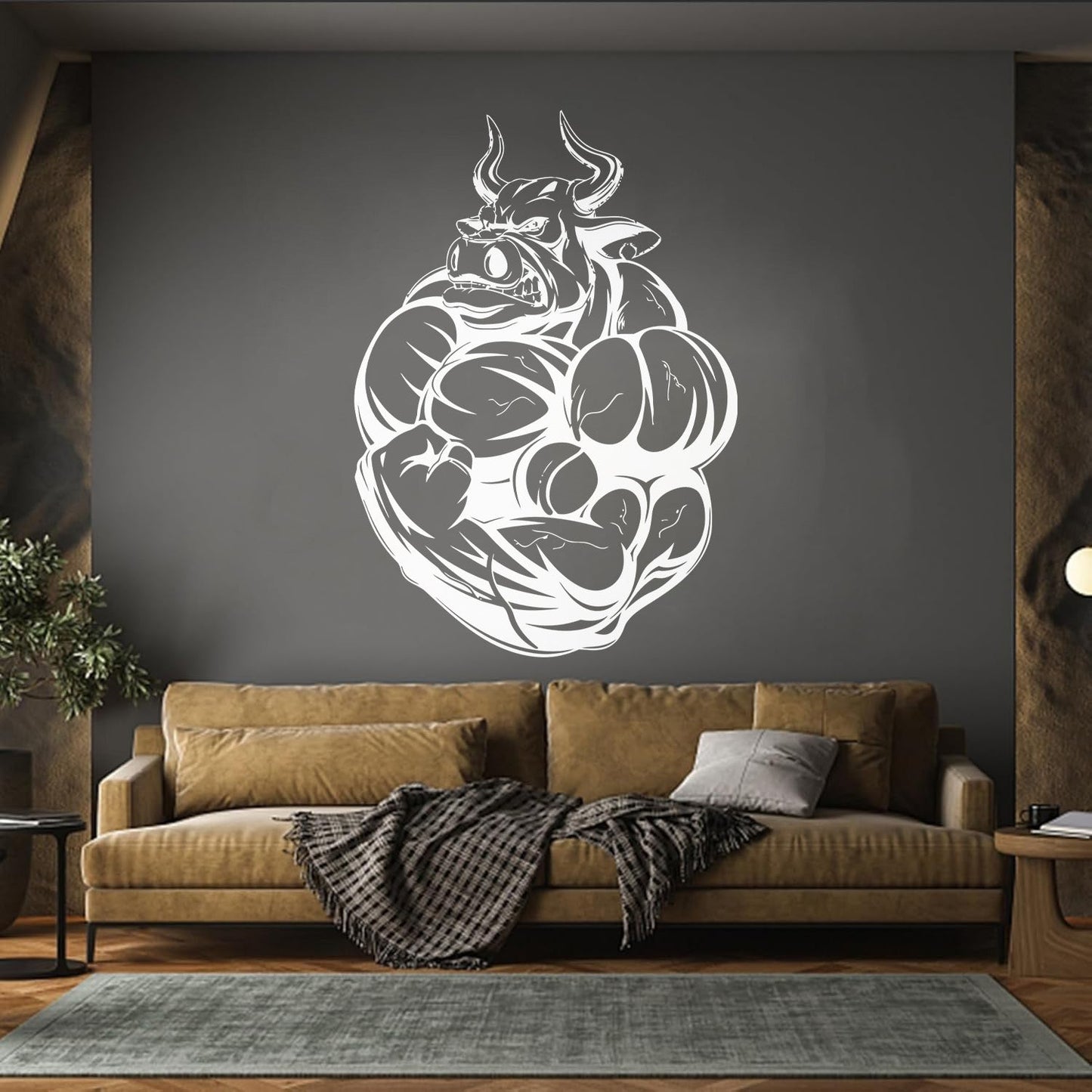 Wall Decals Pvc Fitnesscenter Bodybuilding Angry Bull Muscles Animals Can Modify And Add Information
