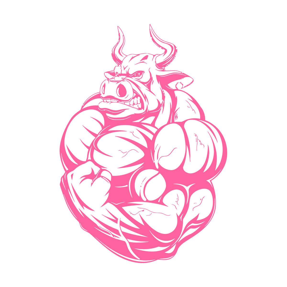 Wall Decals Pvc Fitnesscenter Bodybuilding Angry Bull Muscles Animals Can Modify And Add Information