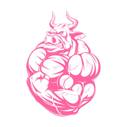 Wall Decals Pvc Fitnesscenter Bodybuilding Angry Bull Muscles Animals Can Modify And Add Information