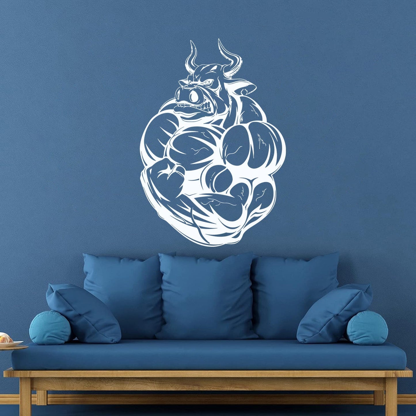 Wall Decals Pvc Fitnesscenter Bodybuilding Angry Bull Muscles Animals Can Modify And Add Information