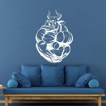 Wall Decals Pvc Fitnesscenter Bodybuilding Angry Bull Muscles Animals Can Modify And Add Information