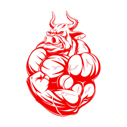Wall Decals Pvc Fitnesscenter Bodybuilding Angry Bull Muscles Animals Can Modify And Add Information