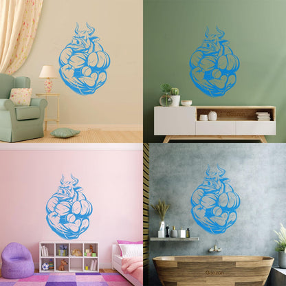 Wall Decals Pvc Fitnesscenter Bodybuilding Angry Bull Muscles Animals Can Modify And Add Information