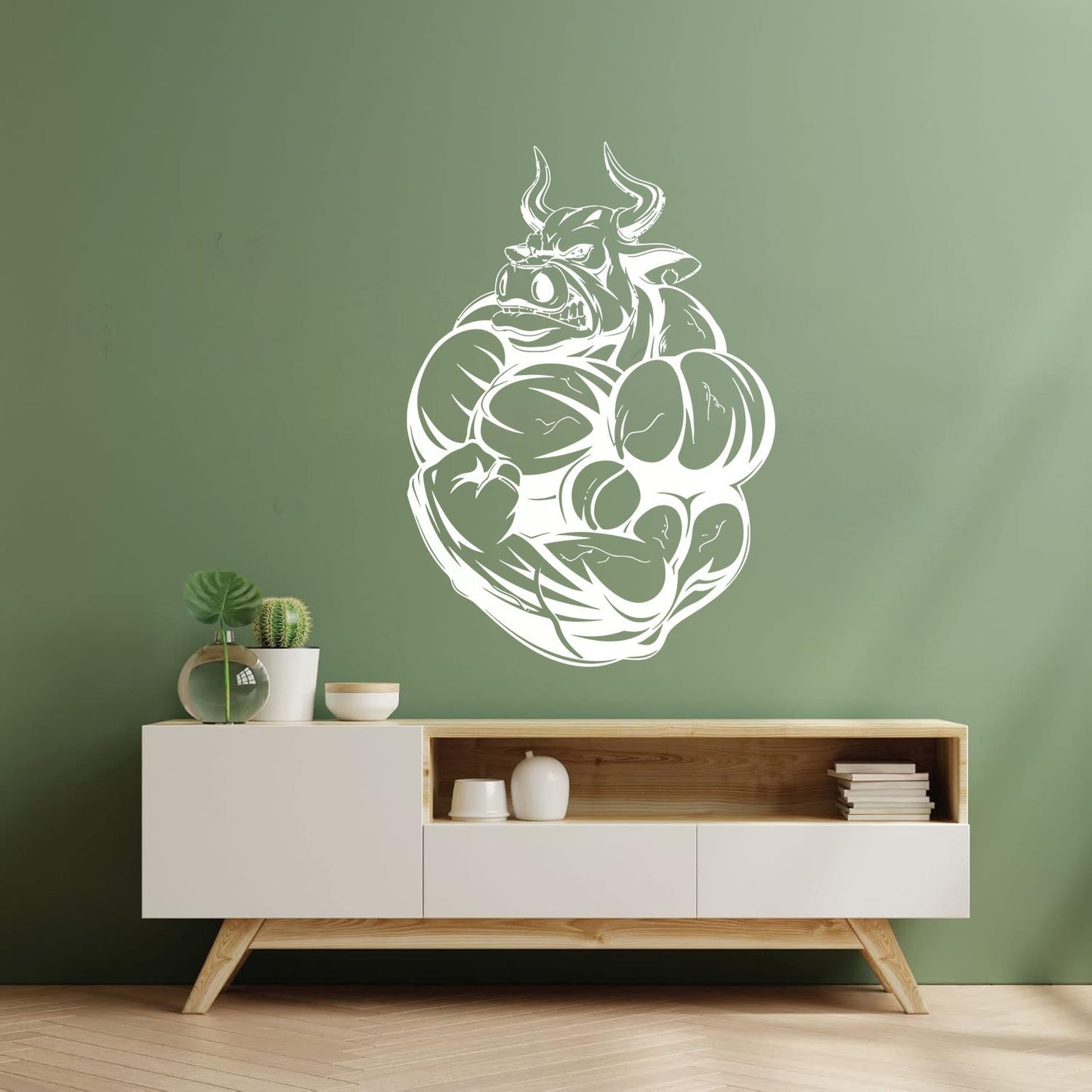 Wall Decals Pvc Fitnesscenter Bodybuilding Angry Bull Muscles Animals Can Modify And Add Information