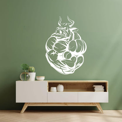 Wall Decals Pvc Fitnesscenter Bodybuilding Angry Bull Muscles Animals Can Modify And Add Information