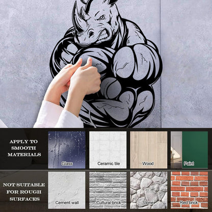 Lettering Stickers Power Sport Fitnesscenter Bodybuilding Rhino Muscles Art Decoration