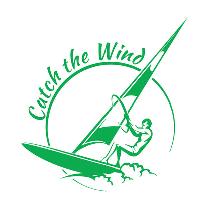 Vinyl Wall Decals Sports Catch The Wind Surf Wave Title Glass Stickers