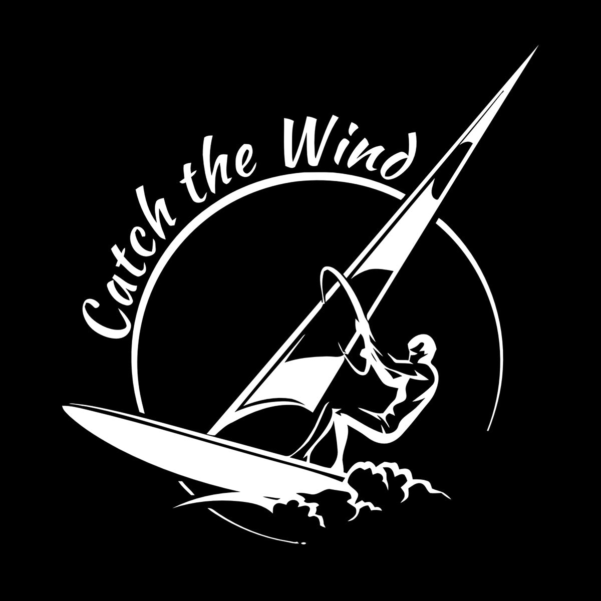 Vinyl Wall Decals Sports Catch The Wind Surf Wave Title Glass Stickers