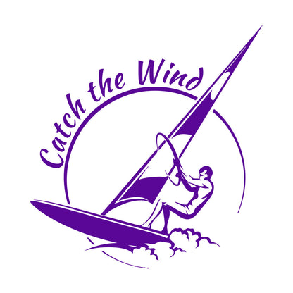 Vinyl Wall Decals Sports Catch The Wind Surf Wave Title Glass Stickers