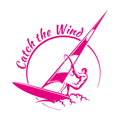 Vinyl Wall Decals Sports Catch The Wind Surf Wave Title Glass Stickers