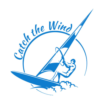 Vinyl Wall Decals Sports Catch The Wind Surf Wave Title Glass Stickers